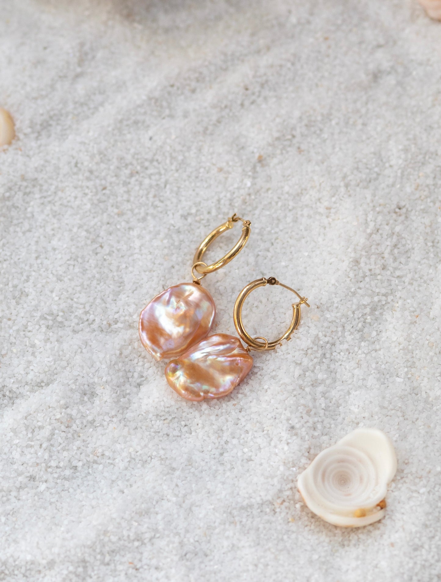 Peach Keshi Drop Earrings