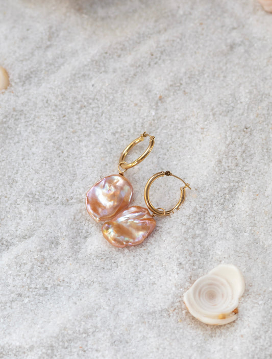Peach Keshi Drop Earrings