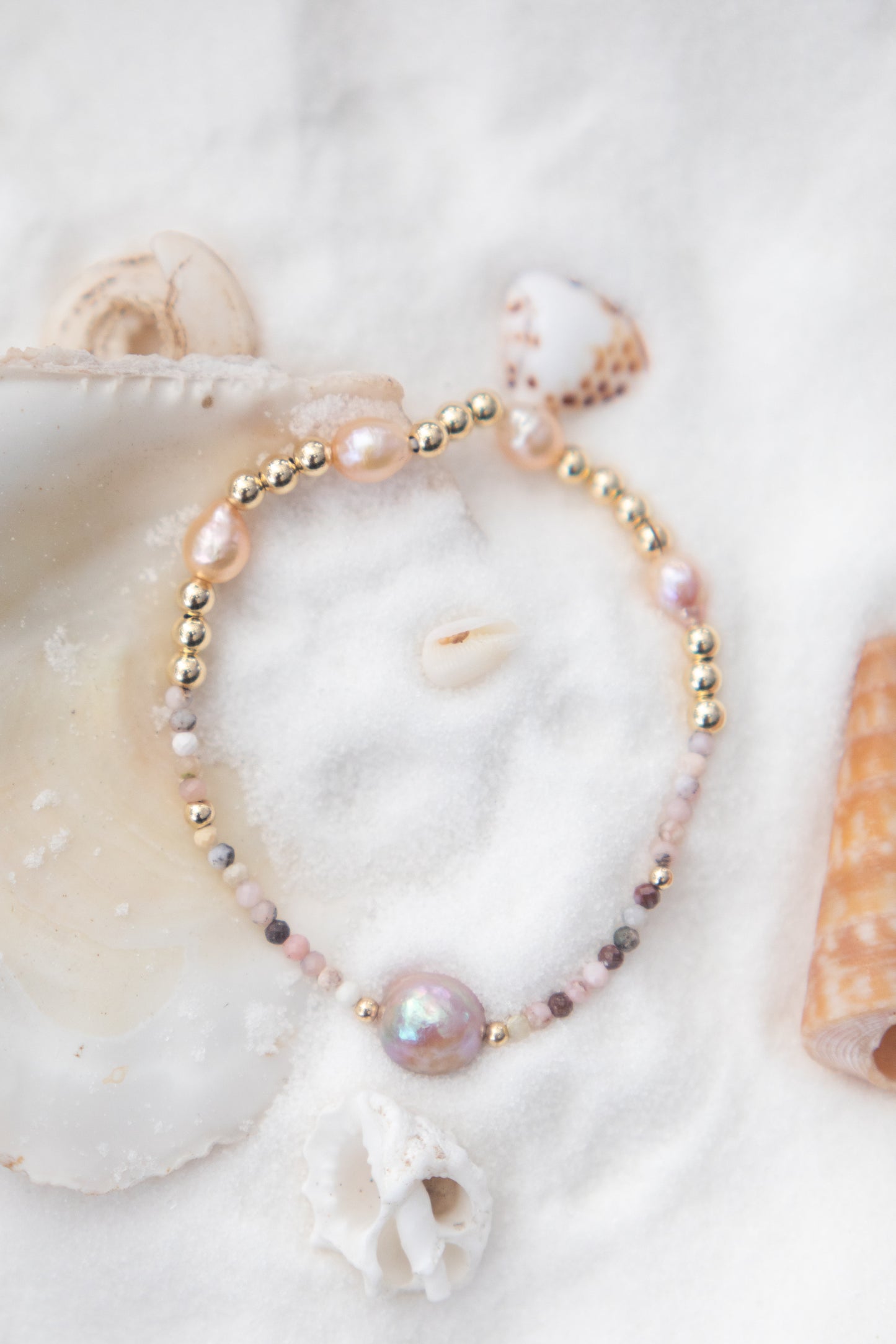 Pink Opal and Pearl Bracelet