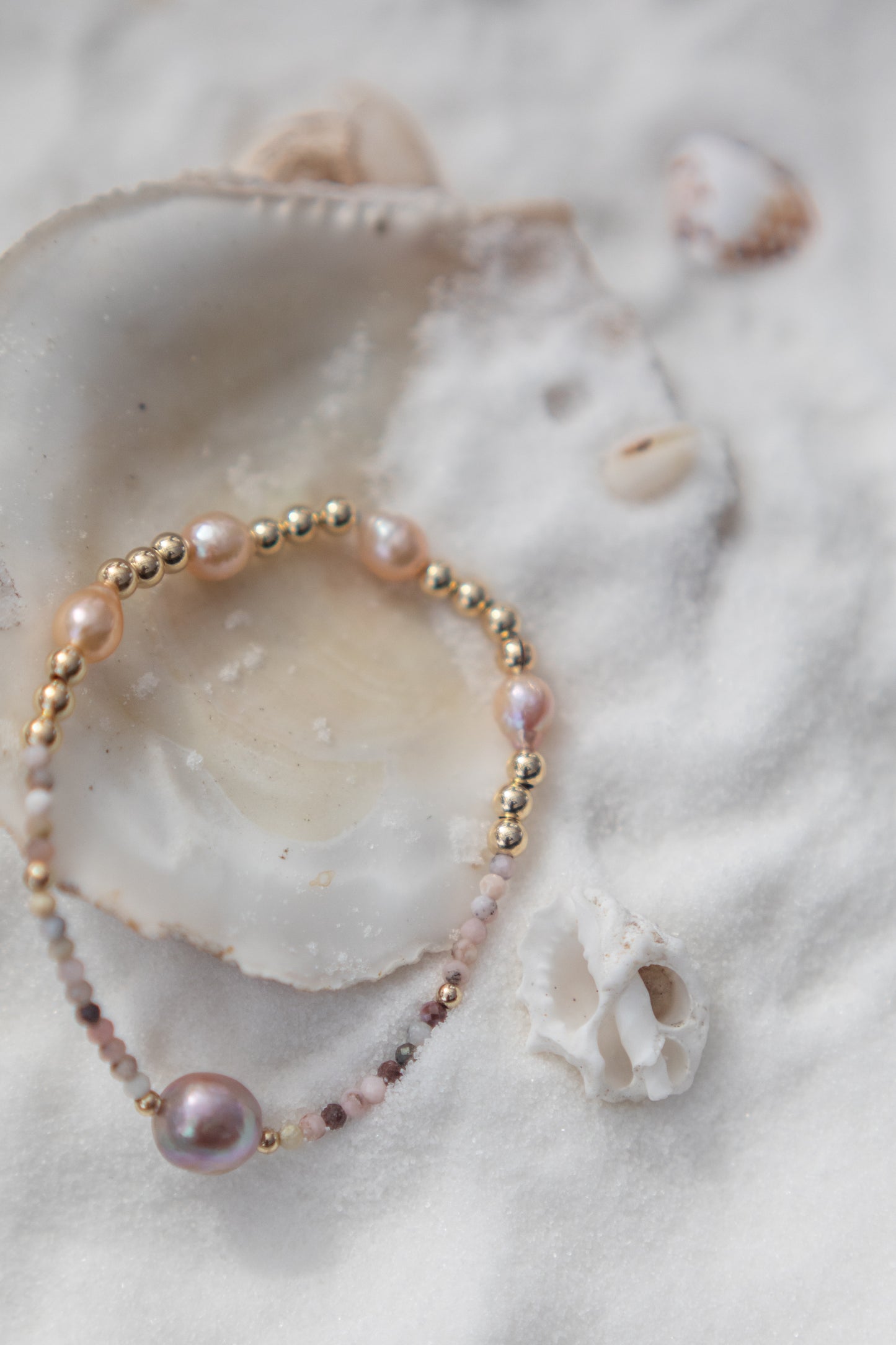 Pink Opal and Pearl Bracelet