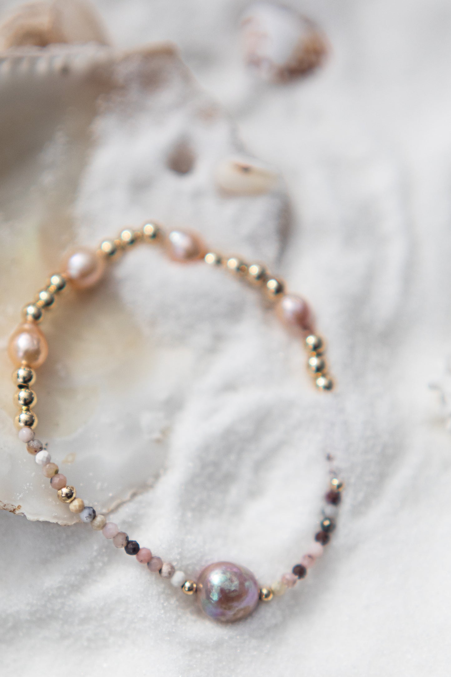 Pink Opal and Pearl Bracelet