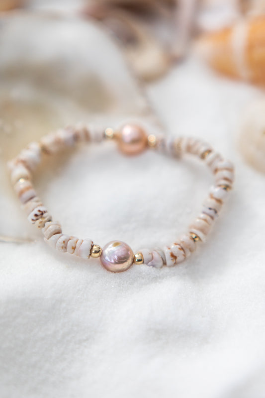 Puka and Pearl Bracelet