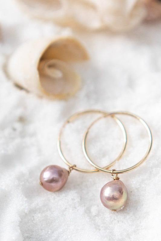 Blush Pearl Hoops