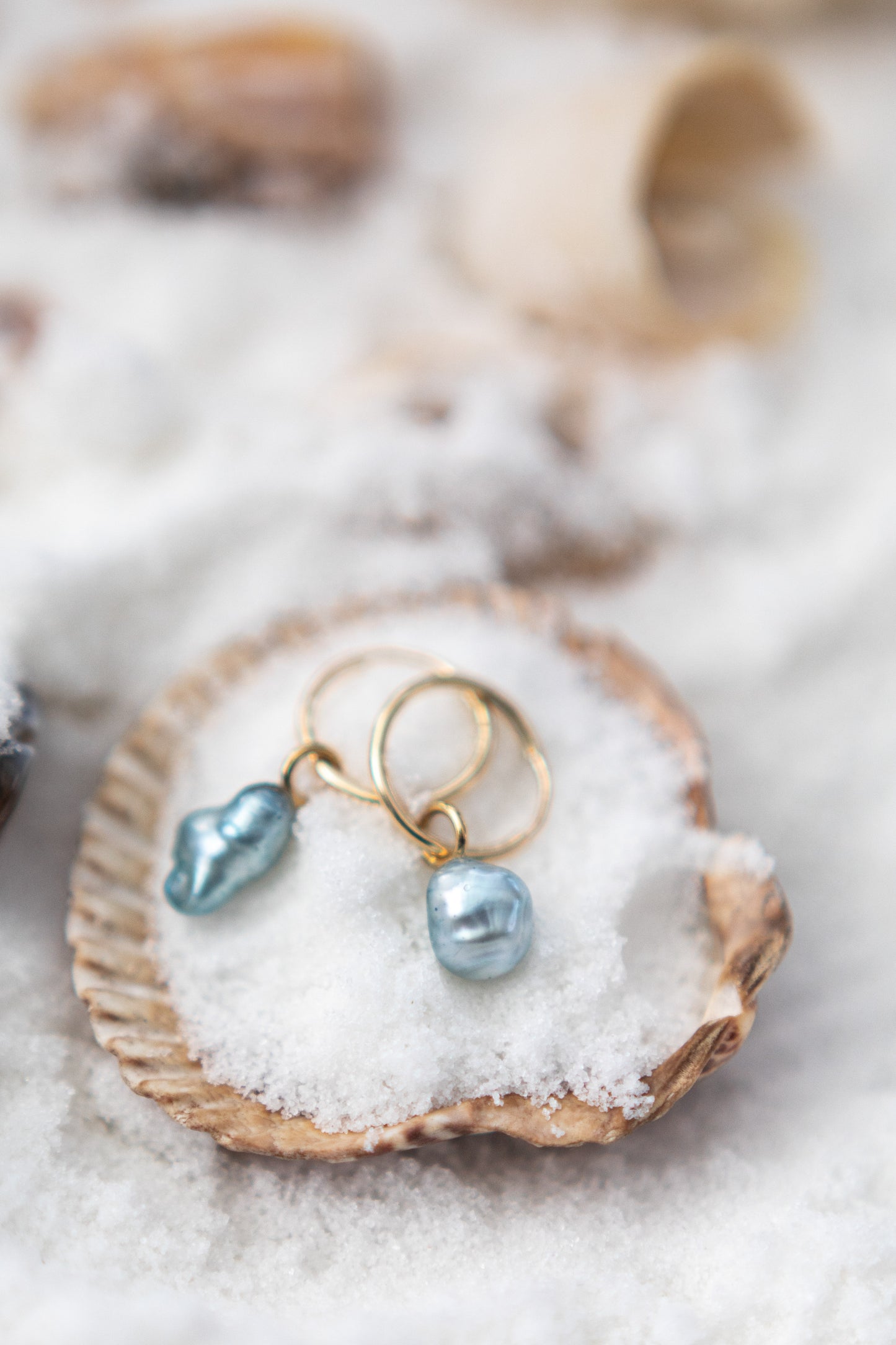 Mermaid Blue Tahitian Keshi Earrings