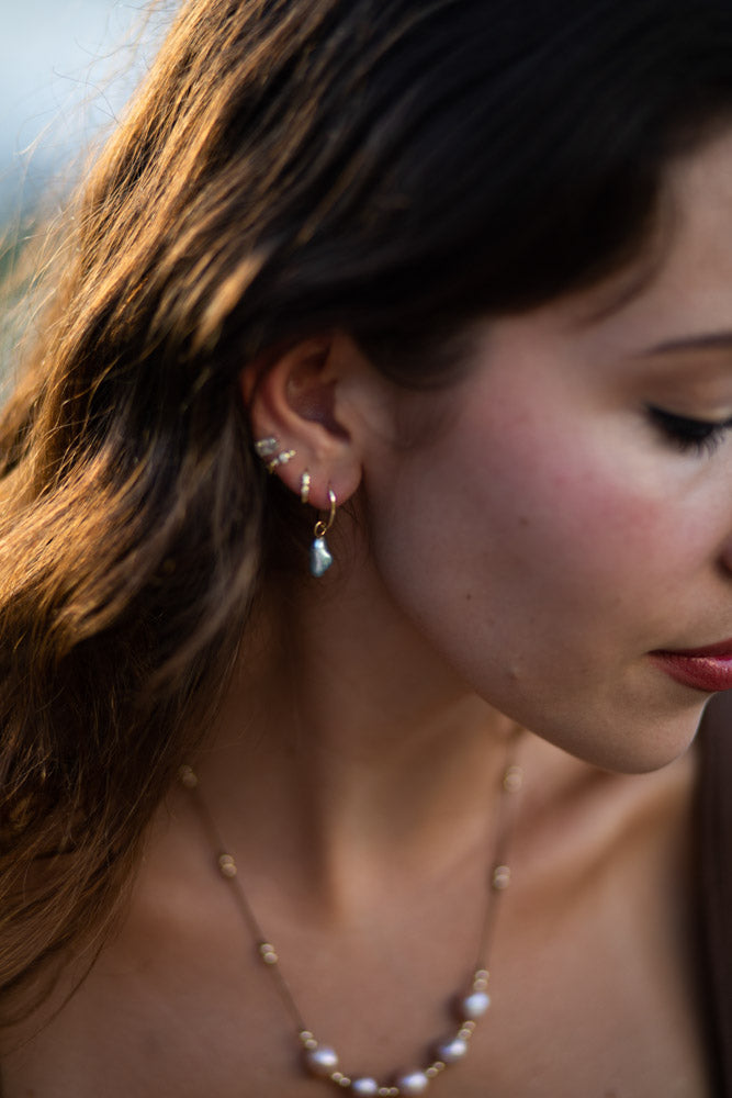 Mermaid Blue Tahitian Keshi Earrings