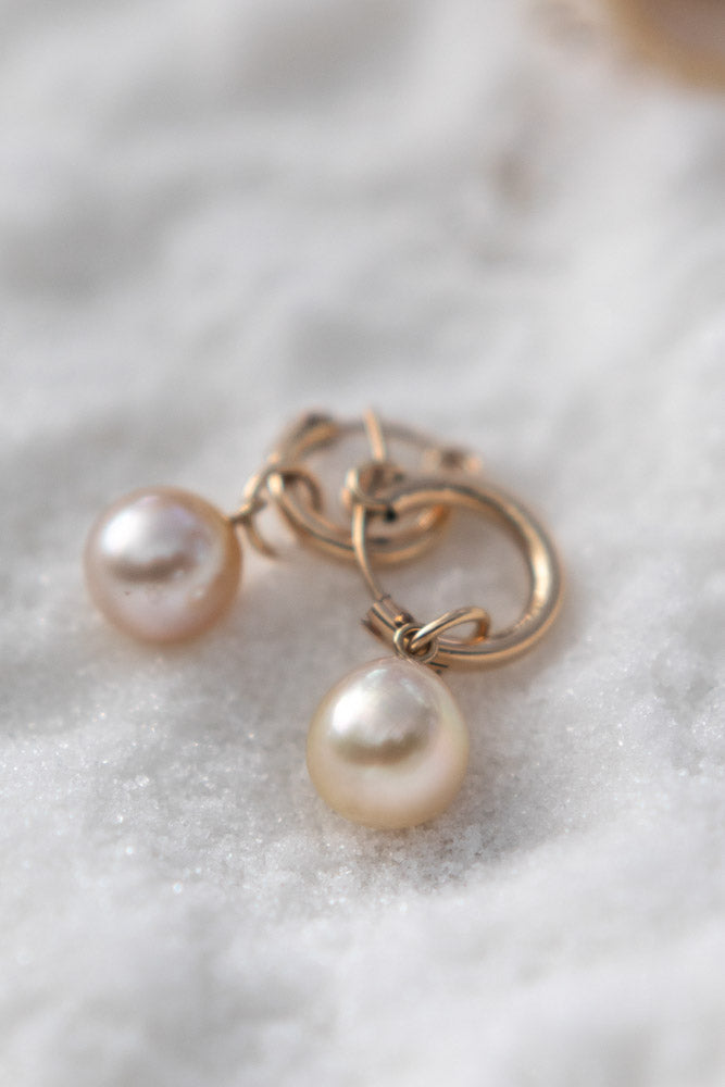 Champagne Pearl Charm Earrings