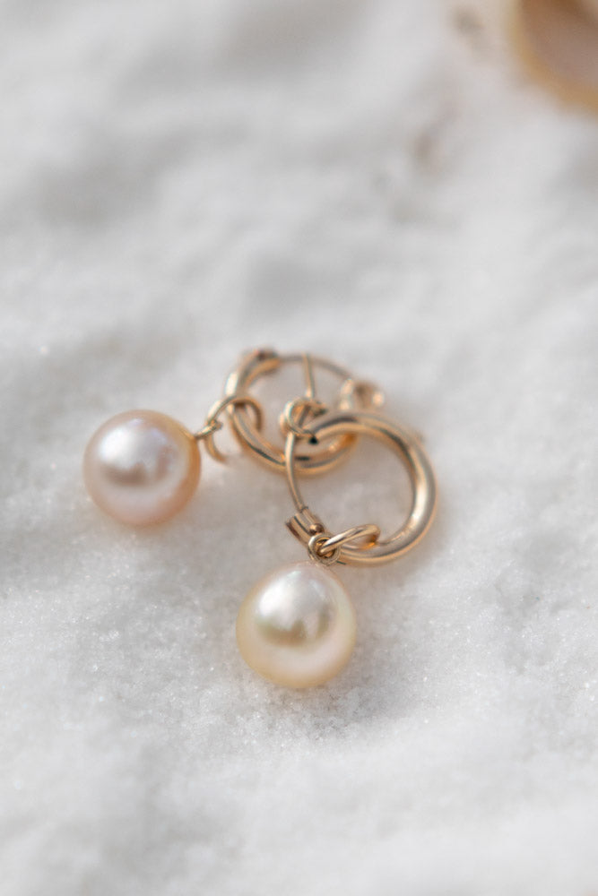 Champagne Pearl Charm Earrings