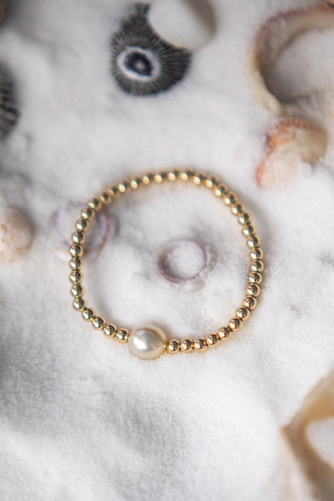 Stretchy South Sea Pearl and Gold Bracelet