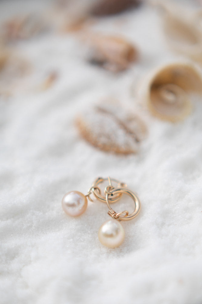 Champagne Pearl Charm Earrings