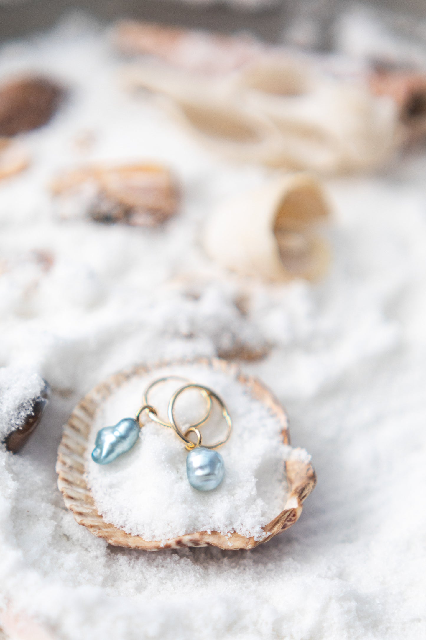 Mermaid Blue Tahitian Keshi Earrings